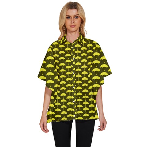 Under My Little Yellow Umbrella Women s Batwing Button Up Shirt by ConteMonfrey