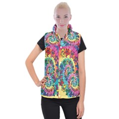 Grateful Dead Bears Tie Dye Vibrant Spiral Women s Button Up Vest by Bedest