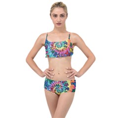 Grateful Dead Bears Tie Dye Vibrant Spiral Layered Top Bikini Set by Bedest