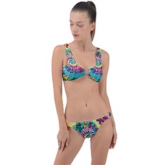 Grateful Dead Bears Tie Dye Vibrant Spiral Ring Detail Crop Bikini Set by Bedest