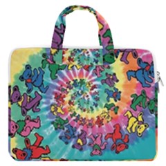 Grateful Dead Bears Tie Dye Vibrant Spiral Macbook Pro 16  Double Pocket Laptop Bag 