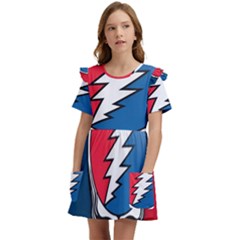 Grateful Dead Big Skull Kids  Frilly Sleeves Pocket Dress by Bedest