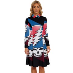 Grateful Dead Big Skull Long Sleeve Shirt Collar A-line Dress by Bedest