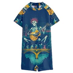 Grateful Dead Singing Skeleton Kids  Boyleg Half Suit Swimwear by Bedest