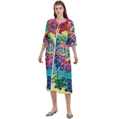 Grateful Dead Artsy Women s Cotton 3/4 Sleeve Night Gown by Bedest