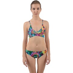 Grateful Dead Bears Tie Dye Vibrant Spiral Wrap Around Bikini Set by Bedest