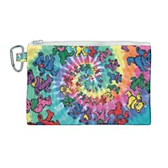 Grateful Dead Bears Tie Dye Vibrant Spiral Canvas Cosmetic Bag (large) by Bedest