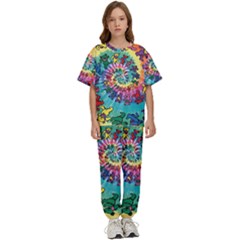 Grateful Dead Bears Tie Dye Vibrant Spiral Kids  T-shirt And Pants Sports Set by Bedest