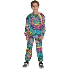 Grateful Dead Bears Tie Dye Vibrant Spiral Kids  Sweatshirt Set by Bedest