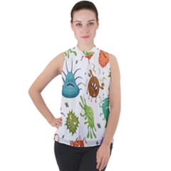 Dangerous Streptococcus Lactobacillus Staphylococcus Others Microbes Cartoon Style Vector Seamless P Mock Neck Chiffon Sleeveless Top by Ravend