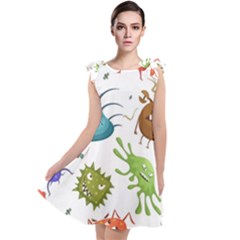 Dangerous Streptococcus Lactobacillus Staphylococcus Others Microbes Cartoon Style Vector Seamless P Tie Up Tunic Dress by Ravend