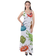 Dangerous Streptococcus Lactobacillus Staphylococcus Others Microbes Cartoon Style Vector Seamless P Sleeveless Velour Maxi Dress