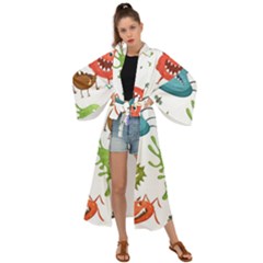 Dangerous Streptococcus Lactobacillus Staphylococcus Others Microbes Cartoon Style Vector Seamless P Maxi Kimono