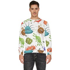 Dangerous Streptococcus Lactobacillus Staphylococcus Others Microbes Cartoon Style Vector Seamless P Men s Fleece Sweatshirt