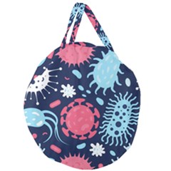 Seamless Pattern Microbes Virus Vector Illustration Giant Round Zipper Tote