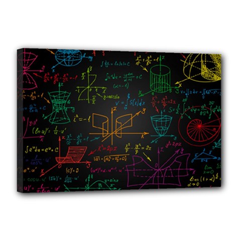 Mathematical Colorful Formulas Drawn By Hand Black Chalkboard Canvas 18  X 12  (stretched)