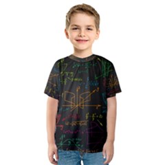 Mathematical Colorful Formulas Drawn By Hand Black Chalkboard Kids  Sport Mesh T-shirt