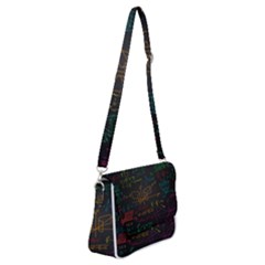 Mathematical Colorful Formulas Drawn By Hand Black Chalkboard Shoulder Bag With Back Zipper