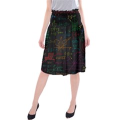 Mathematical Colorful Formulas Drawn By Hand Black Chalkboard Midi Beach Skirt