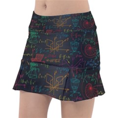 Mathematical Colorful Formulas Drawn By Hand Black Chalkboard Classic Tennis Skirt