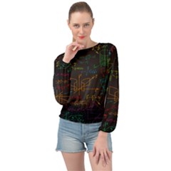 Mathematical Colorful Formulas Drawn By Hand Black Chalkboard Banded Bottom Chiffon Top