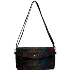 Mathematical Colorful Formulas Drawn By Hand Black Chalkboard Removable Strap Clutch Bag