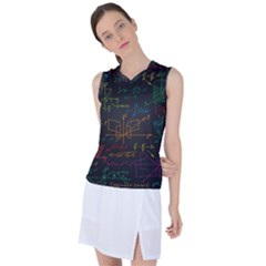 Mathematical Colorful Formulas Drawn By Hand Black Chalkboard Women s Sleeveless Sports Top by Ravend