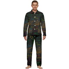 Mathematical Colorful Formulas Drawn By Hand Black Chalkboard Men s Long Sleeve Velvet Pocket Pajamas Set by Ravend