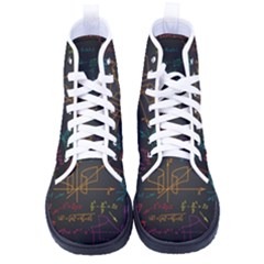 Mathematical Colorful Formulas Drawn By Hand Black Chalkboard Men s High-top Canvas Sneakers by Ravend