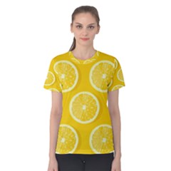 Lemon Fruits Slice Seamless Pattern Women s Cotton T-shirt