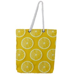 Lemon Fruits Slice Seamless Pattern Full Print Rope Handle Tote (large)