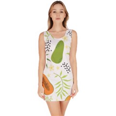 Seamless Tropical Pattern With Papaya Bodycon Dress