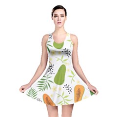 Seamless Tropical Pattern With Papaya Reversible Skater Dress
