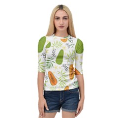 Seamless Tropical Pattern With Papaya Quarter Sleeve Raglan T-shirt