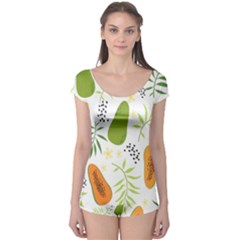 Seamless Tropical Pattern With Papaya Boyleg Leotard 