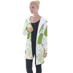 Seamless Tropical Pattern With Papaya Longline Hooded Cardigan by Ravend