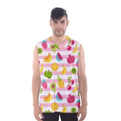 Tropical Fruits Berries Seamless Pattern Men s Basketball Tank Top by Ravend