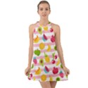 Tropical Fruits Berries Seamless Pattern Halter Tie Back Chiffon Dress View1