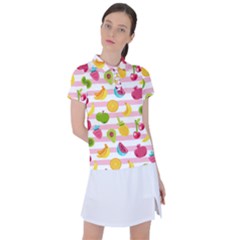 Tropical Fruits Berries Seamless Pattern Women s Polo T-shirt