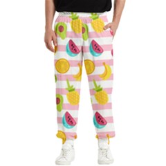 Tropical Fruits Berries Seamless Pattern Men s Elastic Waist Pants