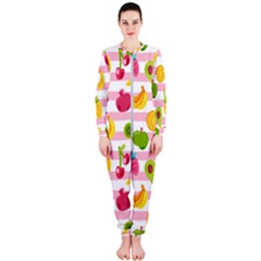 Tropical Fruits Berries Seamless Pattern Onepiece Jumpsuit (ladies) by Ravend