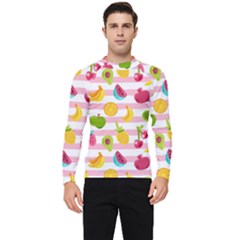 Tropical Fruits Berries Seamless Pattern Men s Long Sleeve Rash Guard by Ravend