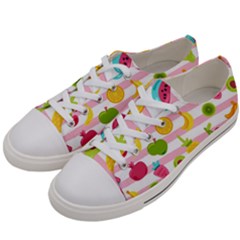 Tropical Fruits Berries Seamless Pattern Men s Low Top Canvas Sneakers