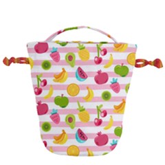 Tropical Fruits Berries Seamless Pattern Drawstring Bucket Bag
