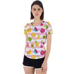 Tropical Fruits Berries Seamless Pattern Back Cut Out Sport T-shirt