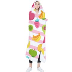 Tropical Fruits Berries Seamless Pattern Wearable Blanket