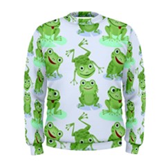 Cute Green Frogs Seamless Pattern Men s Sweatshirt