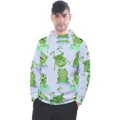 Cute Green Frogs Seamless Pattern Men s Pullover Hoodie