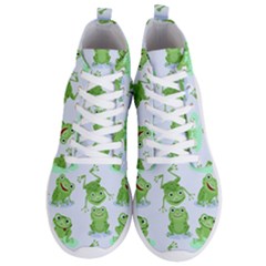 Cute Green Frogs Seamless Pattern Men s Lightweight High Top Sneakers