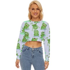 Cute Green Frogs Seamless Pattern Lightweight Long Sleeve Sweatshirt by Ravend